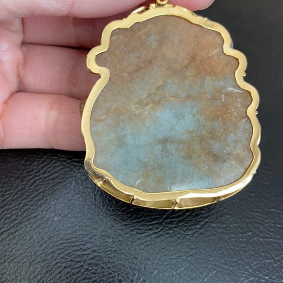 Certified 14k Soliid Gold Red Jade Happy Laughing Buddha Men Large Pendant